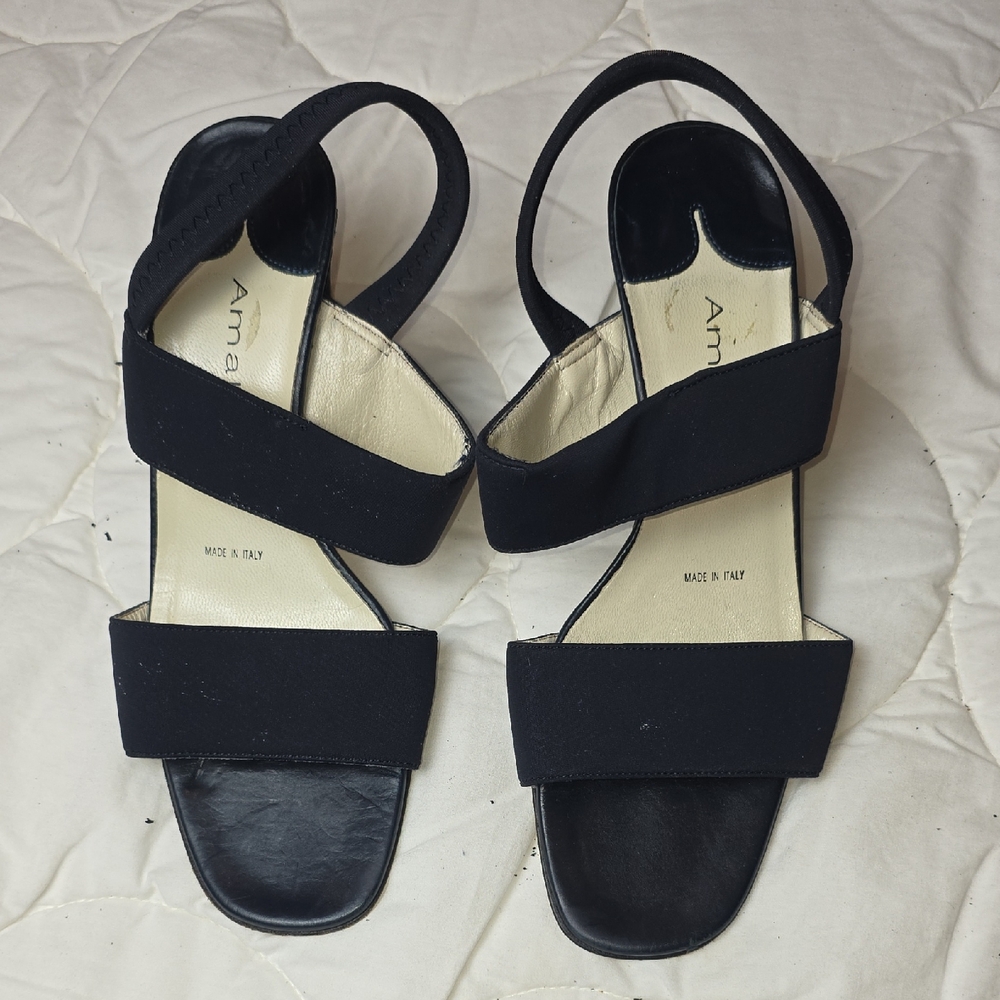 Amalfi Elegant Black Women's Sandals Womens 7AA‎  Made In Italy